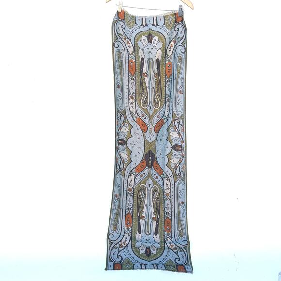 Rare ETRO Paisley Scarf Metallic Lurex Archival Collectible Olive Green Brand - Picture 1 of 6